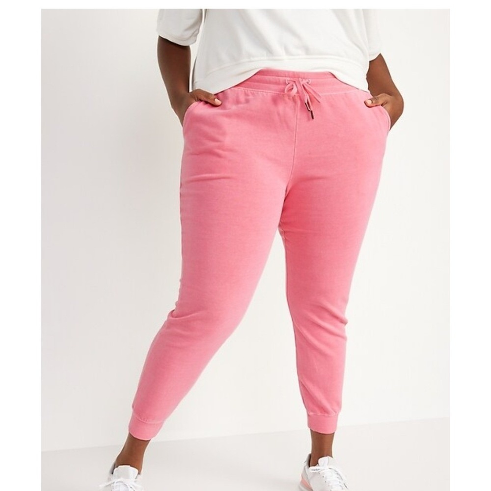 Old Navy Mid-Rise Vintage Street Joggers Pink French Terry Sweatpants Large Tall